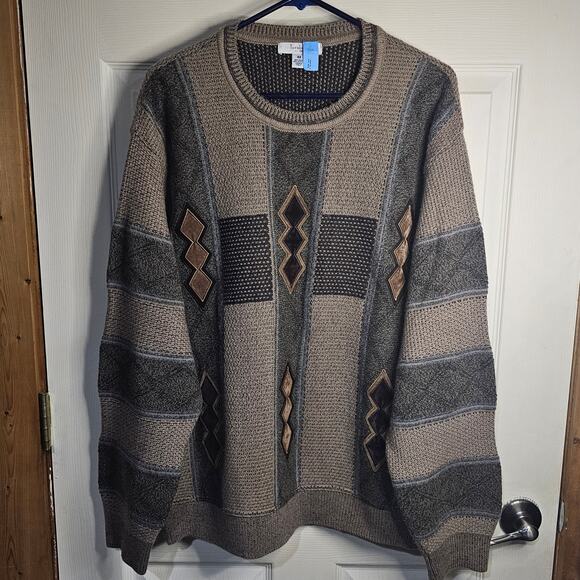 Turnbury Brown Suede Accent Sweater – Made in Italy, Warm & Classy, Men's Sz 48 - Picture 8 of 8